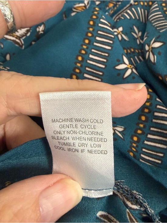 Les Serein Teal Floral Blouse Sleeveless Boho Lightweight Top Size Large - Picture 11 of 12